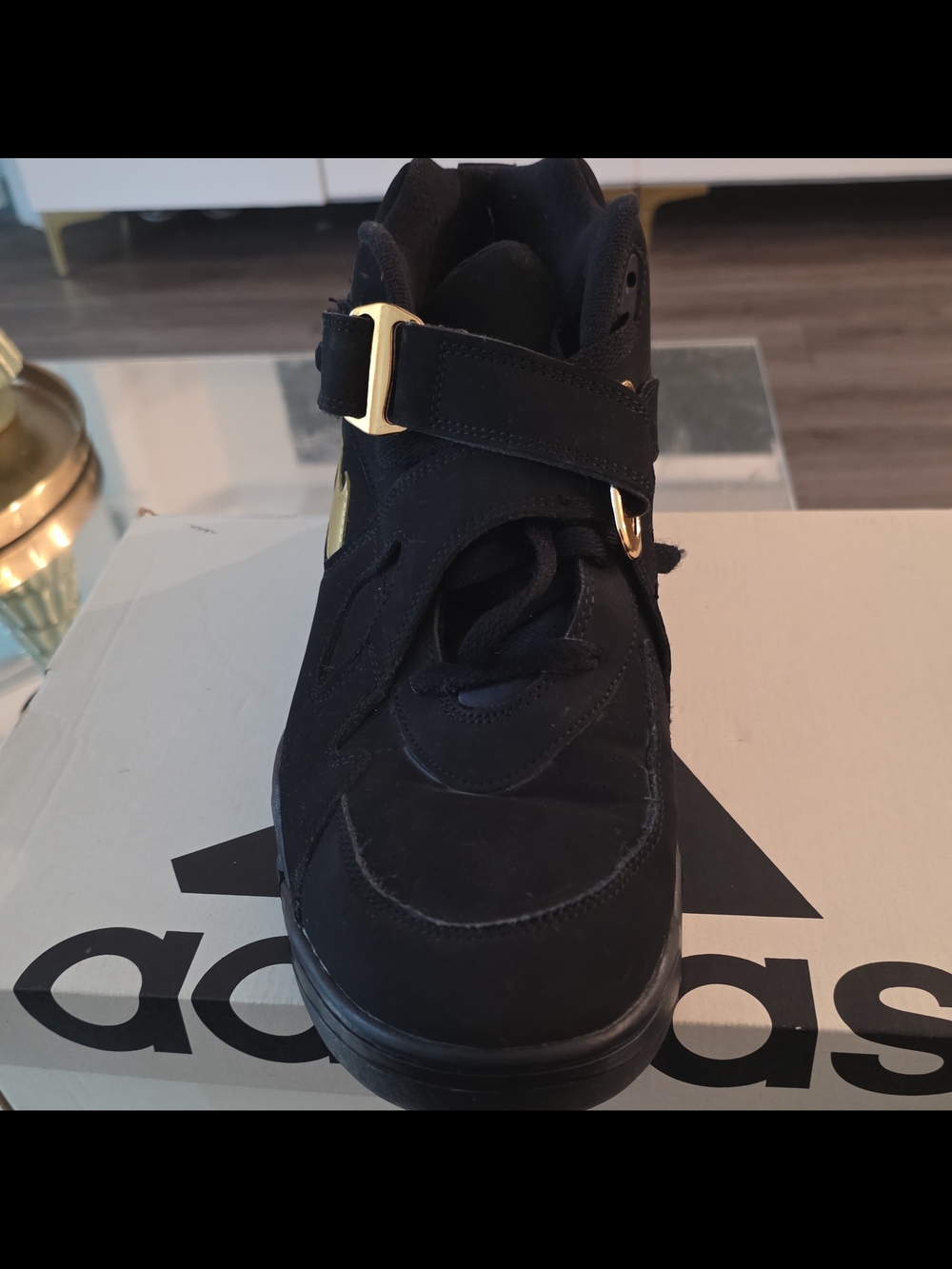 Nike Air Force Max Cb Mid-Top Sneaker Black/Gold Lace-Up Hook & Loop - Picture 9 of 11